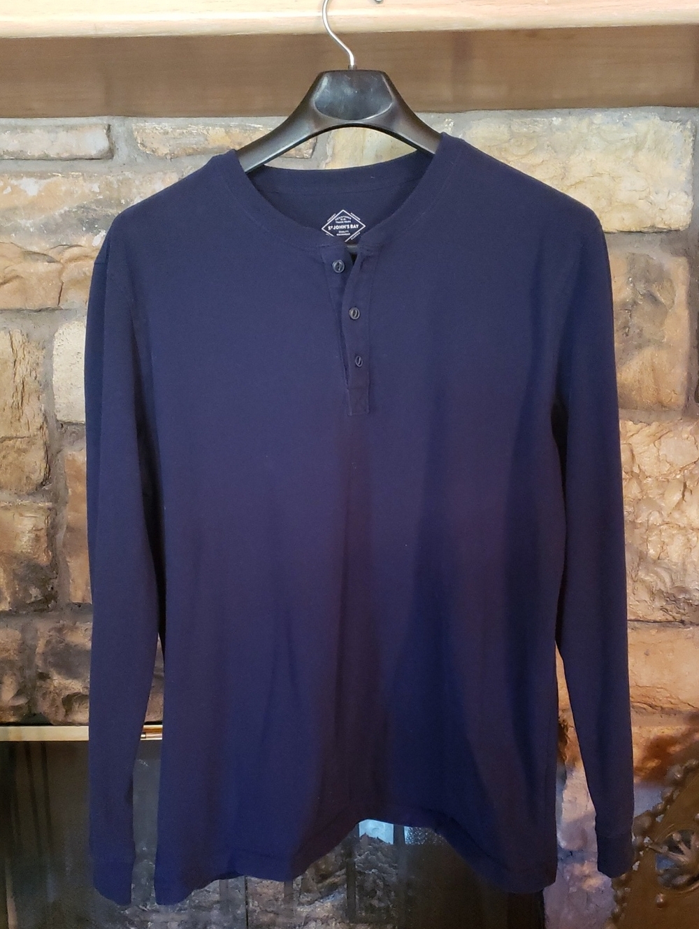 Men's Long-Sleeve Henley Shirt - Navy
